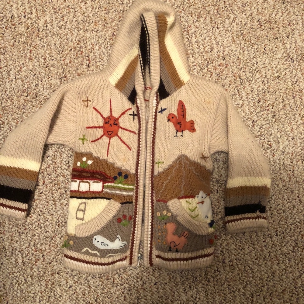 Embroidered Zip up Sweater